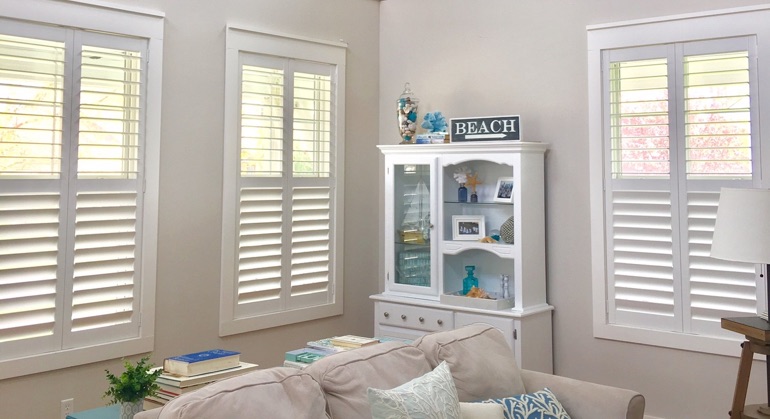 faux wood shutters in Fort Lauderdale sunroom